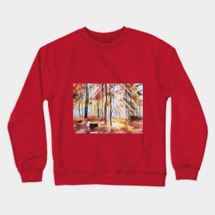 Lights in Autumn Forest in watercolours Crewneck Sweatshirt